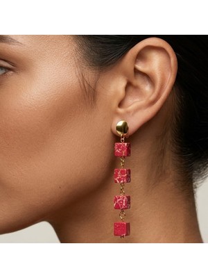 THEIA GemWorks Tess - Pembe Varisit Taşlı El Yapımı Küpe