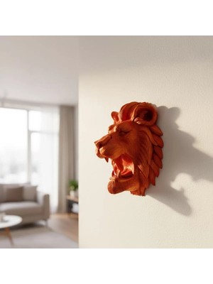 Midas Toptan Home Özel Tasarım 3D Aslan Figürü Duvar Süsü Dekoratif Heykel 20X21 cm