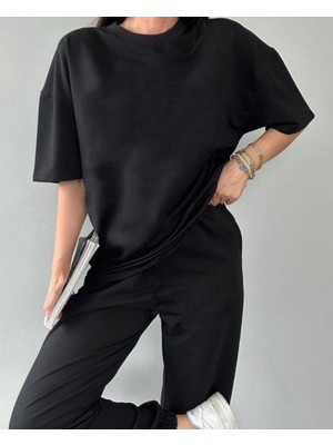 Punix Punıx Büyük Beden 2 Iplik Yüksek Kalite Düz Baskısız Yazlık Tarz ve Şık Kadın Battal Eşofman Takımı