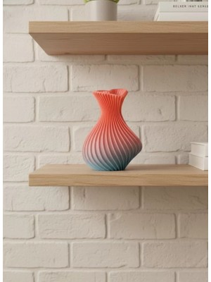 Midas Toptan Home 3D Dalga Desenli Kalp Formlu Dekoratif Vazo Pembe 15 cm