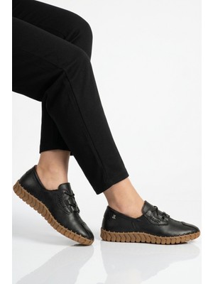 Venüs Siyah Hakiki Deri Kadın Casual Ayakkabı 2010731Y Z