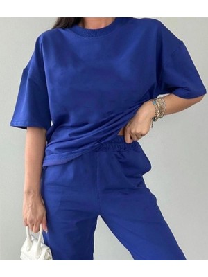 Punix Punıx Büyük Beden 2 Iplik Yüksek Kalite Düz Baskısız Yazlık Tarz ve Şık Kadın Battal Eşofman Takımı