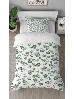 Greendecor Şans Çiçekleri Desenli Dijital Baskılı Özel Tasarımlı Çarşafsız Tek Kişilik Şık Nevresim Takımı