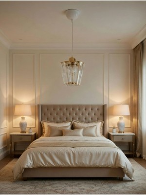 Dmr Kristal Taşlı Konik Gold Küçük Yuvarlak E-27 Duylu