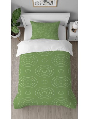 Greendecor Geometrik Çizgi Desenli Dijital Baskılı Özel Tasarımlı Çarşafsız Tek Kişilik Şık Nevresim Takımı