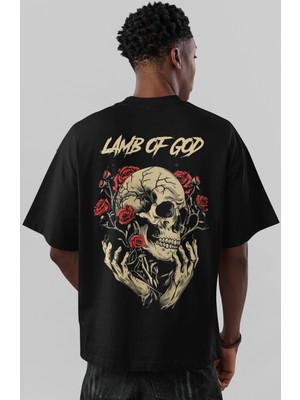 Sevbano Lamb Of God Rock Metal Müzik Grubu Sırt Baskılı Unisex Oversize Tişört