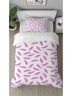 Greendecor Flamingo Pembe Desenli Dijital Baskılı Özel Tasarımlı Çarşafsız Tek Kişilik Nevresim Takımı
