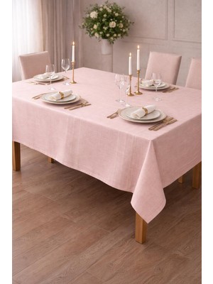 Opia Loom Dertsiz Masa Örtüsü, Leke Tutmaz, Özel Dokulu, Colber, Pudra Renk Mutfak ve Salon Masa Örtüsü