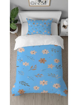 Greendecor Şans Çiçekleri Desenli Dijital Baskılı Özel Tasarımlı Çarşafsız Tek Kişilik Şık Nevresim Takımı