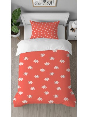 Greendecor Şans Çiçekleri Desenli Dijital Baskılı Özel Tasarımlı Çarşafsız Tek Kişilik Şık Nevresim Takımı