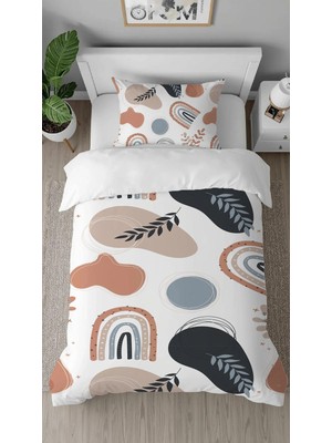 Greendecor Çiçekler Yaprak Desenli Dijital Baskılı Özel Tasarım Çarşafsız Şık Tek Kişilik Nevresim Takımı