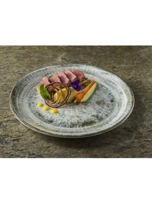 PremiumPort Yeşil Odette Olive Serisi 6'lı 25 cm Servis Tabağı Seti