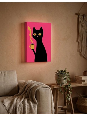 Dekor Atölye Kedi Duvar Dekoru 17X12 cm – Minimal Modern Dekoratif Tablo, Salon, Mutfak ve Genç Odası Için