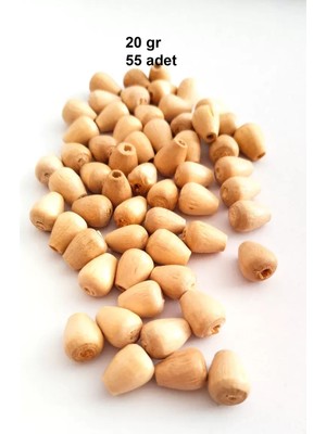 Just Cheap Store 20 gr (55 Adet) Ahşap Boncuk 12 mm Boy x 10 mm En Doğal Ahşap Makrome El Işi Çanta