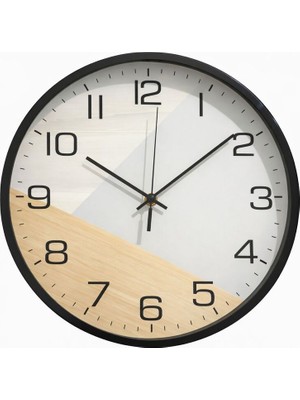 Modern Ahşap Detaylı Sessiz Mekanizma Büyük Duvar Saati