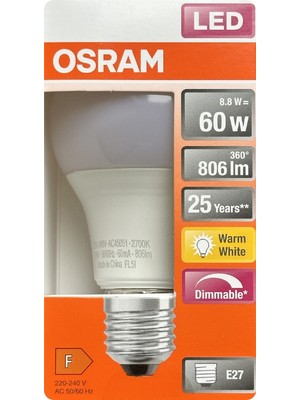 Avarson (1 Adet) Ledvance 8,8W SARI Işık (2700K) E27 Duylu (Kalın Duy) Dim Edilebilir LED Ampul