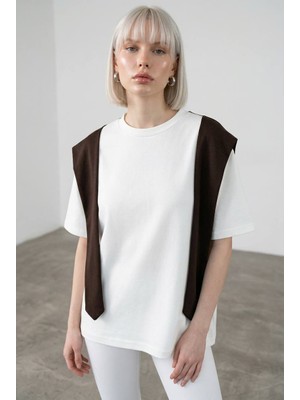 Mersi Kadın Basic Oversize Bisiklet Yaka Kısa Kollu Tişört