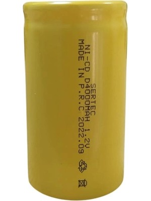Eco Port Sertec - 1.2V 4000 Mah - D Büyük Boy - Ni-Cd Şarjlı Pil - (Başsız / Flat Head)