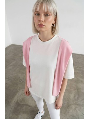 Mersi Kadın Basic Oversize Bisiklet Yaka Kısa Kollu Tişört