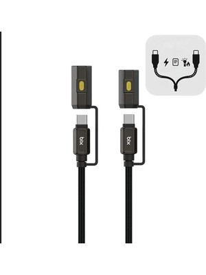 Eco Port LED Fener ve Alevsiz Çakmak Fonksiyonlu Type-C Şarj ve Data Kablosu 120 cm Siyah