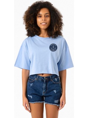 Gen V Godolkin University Emblem Bebe Mavi Kadın Crop Tshirt