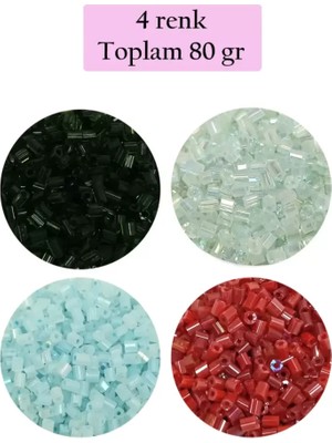 Just Cheap Store Kesme Cam Boncuk 2mm - 4 Renk - Toplam 80 Gram - BNC439