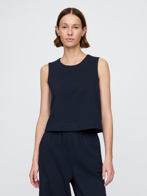Gap Kadın Lacivert Organik Pamuk Heavyweight Crop Bluz
