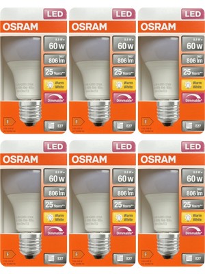 Avarson (6 Adet) Ledvance 8,8W SARI Işık (2700K) E27 Duylu (Kalın Duy) Dim Edilebilir LED Ampul