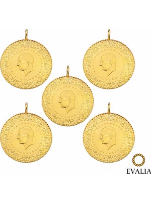 Evalia 5 Adet Çeyrek Altın Kaplama Kolye Ucu