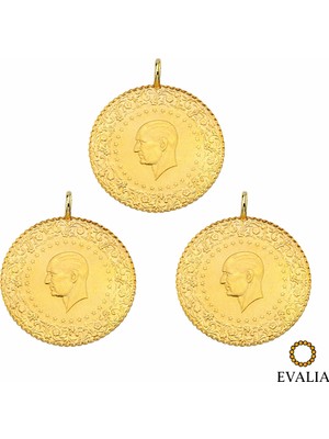 Evalia 3 Adet Çeyrek Altın Kaplama Kolye Ucu