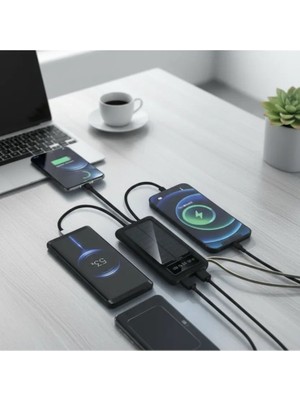 Epilons 10000mah Güneş Enerjili Taşınabilir Şarj Cihazı - Çift Led Fenerli, Lcd , 2 Usb-c Powerbank