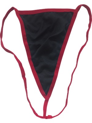 Anastasia Underwear Kadın String Tanga Külot - Kırmızı Ipli Siyah (ANS981)