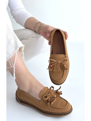 Beruflic Boriy Taba Deri Tozu Süet Babet Ayakkabı Luxury Shoes