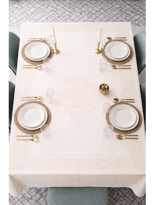 Opia Loom Dertsiz, Leke Tutmaz, Jumbo Boy Krem Renk Masa Örtüsü