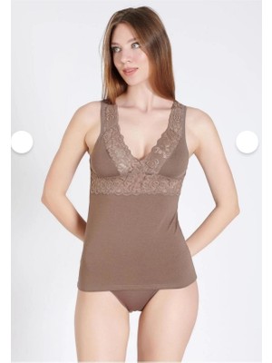 Belinay Kadın Geniş Dantel Panelli Pamuklu Vizyon Atlet