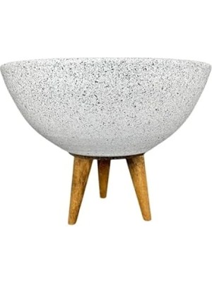 Ulu Pazarlama Şık Beyaz Granit 3 Ayaklı Toprak Saksı 20 cm Çap
