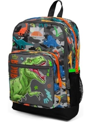 Ulu Pazarlama Gri Yeşil Dinazor Desenli Sırt Çantası - Erkek Çocuk