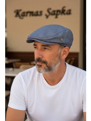 Karnas Şapka Karnas Keten Kumaş Kasket Şapka – Standart Beden, Yazlık Konfor