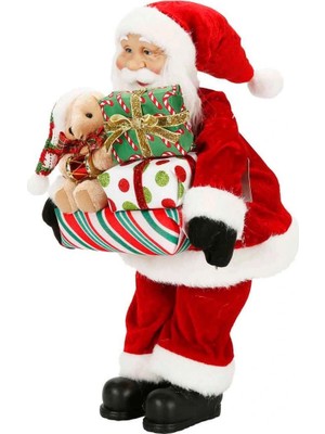 Sunman Hediye Paketi Taşıyan Noel Baba Dekoratif Biblo 45 cm