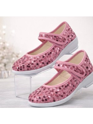 papucumun dünyası Parlak Topuklu  Kız Çocuk Babet