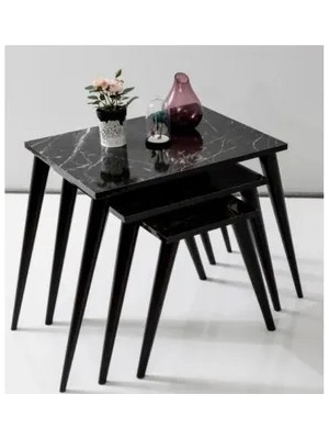 Vivense Elya Zigon Sehpa, Siyah Mermer