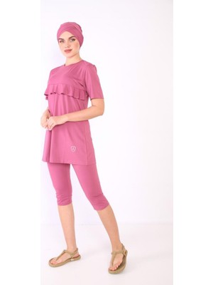 Arabul Tesettür Mayo Kısa Kol Fırfırlı