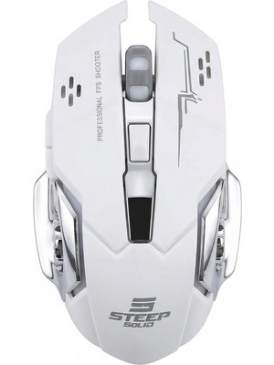 Steep Solid Kablosuz RGB Beyaz Gaming Mouse Şarjlı 2400 Dpı 2.4g Hızlı Bağlantı Fps Shooter Dizayn Uyku Modlu Çift El Uyumlu