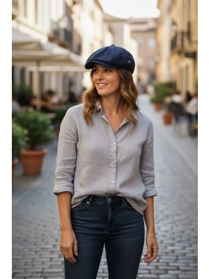 Karnas Şapka Karnas Bayan Keten Yazlık Kasket Şapka – Standart Beden & Modern ve Sade Görünüm