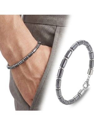 Moncuk Design Boru Hematit Ayaranabilir Çelik Zincir Bileklik 33512B10D6
