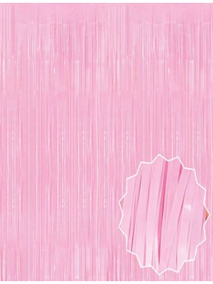 Gültekin Soft Pembe Püsküllü Kapı Perdesi - Parti, Baby Shower, Cinsiyet Partisi 1x2 M