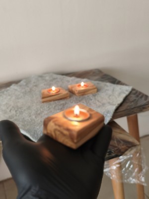 Doğal Ahşap El Yapımı Mumluk – Zeytin Ahşap – Üçlü Set