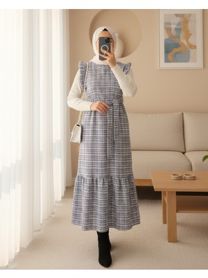 Moda Morfo Kolları Fırfırlı Kemerli Tuvit Jile  -Saks