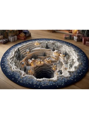 Vivense Kış Köyü Yılbaşı Temalı Halı, 515 Yng 80X80CM