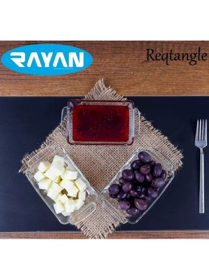 Just Cheap Store Reqtangle Tekli Dikdörtgen Cam Kahvaltılık ROYALEKS-81484